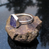 Raw Tanzanite Ring in US Size 9 Set in 925 Sterling Silver, Natural Purple Cryst