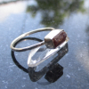 Size 6 Handmade Raw Ruby Bar Crystal Stacking Ring in Sterling Silver With Thin