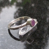 Handmade Size 6.5 Handmade Raw Ruby Crystal Stacking Ring in Sterling Silver Wit