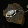 Rainbow Moonstone Necklace in Sterling Silver Blue Flash Moonstone Pendant Marqu