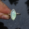 Blue Opal Ring Size 6.5 Set in 925 Sterling Silver Marquise Shaped Natural Andea
