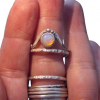 Australian Crystal Opal Ring: Handmade Sterling Silver Stackable Bands Size 8
