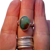 Handmade Sterling Silver Indonesian Opal Wood Ring Green Blue Gemstone Size 6