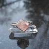 Pink Morganite Silver Ring Size 6 Sterling Silver Pink Crystal Stacking Ring Han