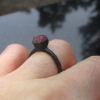 One Handmade Raw Ruby Crystal Copper Electroformed Ring * Size 6 Ring with a 6 m