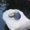 Blue Boulder Opal Ring Sterling Silver with Natural Australian Opal Size 7.5 Han
