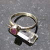 Handmade Size 6.5 Handmade Raw Ruby Crystal Stacking Ring in Sterling Silver Wit