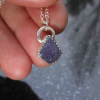 Handmade Tanzanite Crystal Necklace Set in Sterling Silver Raw Stone Purple Gems