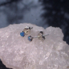Dainty Opal Stud Earrings: 925 Sterling Silver, Australian Blue-Green Gemstone