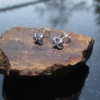 Raw Blue Sapphire Earrings Studs in 925 Sterling Silver Minimalist 5mm Small Sto