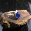 Blue Kyanite Silver Stacking Ring Size 7 Natural Teardrop Pear Shaped Stone Mini