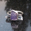 Raw Tanzanite Ring in US Size 9 Set in 925 Sterling Silver, Natural Purple Cryst