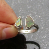 Handmade Ammolite Ring Sterling Silver Size 8 Adjustable Fossil Rings for Women
