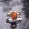 Handmade Ammolite Ring, 925 Sterling Silver, Fossil, Rings for Women, Size 8