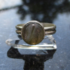Labradorite Ring Size 7.5 Set in Sterling Silver with Round Stone Natural Labrad