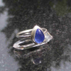 Blue Kyanite Silver Stacking Ring Size 7 Natural Teardrop Pear Shaped Stone Mini