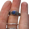 Handmade Oval Black Opal Ring Textured Sterling Silver Band Size 8.5