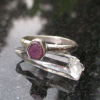 Handmade Size 6.5 Handmade Raw Ruby Crystal Stacking Ring in Sterling Silver Wit