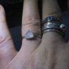 Triangle Moonstone Ring Sterling Silver Size 5 Minimalist Stacking Ring with Thi