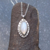Rainbow Moonstone Necklace in Sterling Silver Blue Flash Moonstone Pendant Marqu