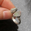 Handmade Ammolite Ring Sterling Silver Size 8 Adjustable Fossil Rings for Women