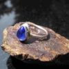 Blue Kyanite Silver Stacking Ring Size 7 Natural Teardrop Pear Shaped Stone Mini