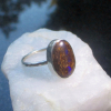 Boulder Opal Ring Sterling Silver Size 7 Handmade with Natural Australian Opal i