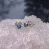 Dainty Opal Stud Earrings: 925 Sterling Silver, Australian Blue-Green Gemstone