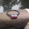 Ruby Crystal Ring Copper Electroformed Ring Raw Stone July Birthstone Size 8 Bar