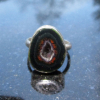 Druzy Geode Ring in Sterling Silver Size 8 Black Tabasco Geode Gemstone Jewelry