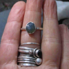 Raw Opal Ring, Size 8, 925 Sterling Silver Stacking Ring, Oregon Blue Opal, Octo