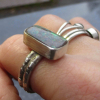 Boulder Opal Ring Statement 925 Sterling Silver Australian Opal Handmade Rings f