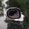 Tabasco Geode Ring In Sterling Silver US Size 9 Black Stone Silver Stackable Geo