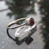 Size 6 Handmade Raw Ruby Crystal Stacking Ring in Sterling Silver With Thin Hamm