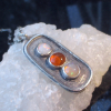 Handmade Opal Silver Necklace, 925 Sterling Silver, Rectangle Pendant, Long Laye