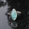 Blue Opal Ring Size 6.5 Set in 925 Sterling Silver Marquise Shaped Natural Andea