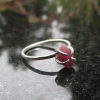 Size 7 Handmade Raw Ruby Crystal Stacking Ring in Sterling Silver With Thin Hamm