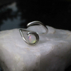 Handmade Opal Eye Ring Adjustable Set in 925 Sterling Silver Size 6 October Birt