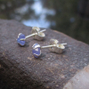 Tanzanite Sterling Silver Stud Earrings with 4 Prong Setting Purple Gemstone Stu