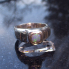 Handmade Chunky Opal Ring: 925 Sterling Silver Square Stone Molten Silver Rings