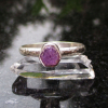 Handmade Size 6.5 Handmade Raw Ruby Crystal Stacking Ring in Sterling Silver Wit