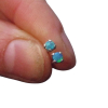 Dainty Opal Stud Earrings: 925 Sterling Silver, Australian Blue-Green Gemstone