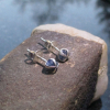 Raw Blue Sapphire Earrings Studs in 925 Sterling Silver Minimalist 5mm Small Sto