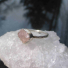 Pink Morganite Silver Ring Size 6 Sterling Silver Pink Crystal Stacking Ring Han