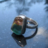 Handmade Indonesian Wood Opal Ring Set in 925 Sterling Silver Size 10  Opalized