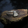 Triangle Moonstone Ring Sterling Silver Size 5 Minimalist Stacking Ring with Thi