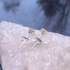 Oregon Sunstone Earrings 925 Sterling Silver with Natural Crystal Rough Stones P