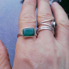 Sterling Silver Indonesian Opal Wood Ring: Green Blue Gemstone, Size 8