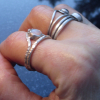 Australian Crystal Opal Ring: Handmade Sterling Silver Stackable Bands Size 8