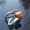 Handmade Fire Opal Ring Sterling Silver Size 5 with Natural Mexican Opal